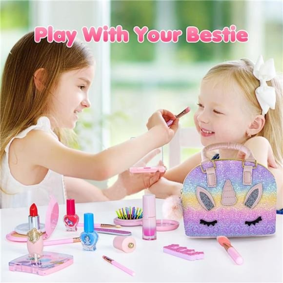 Kids Makeup Kit for Girl-Washable Makeup for Kids with Colorful Unicorn Bag - Picture 2 of 6